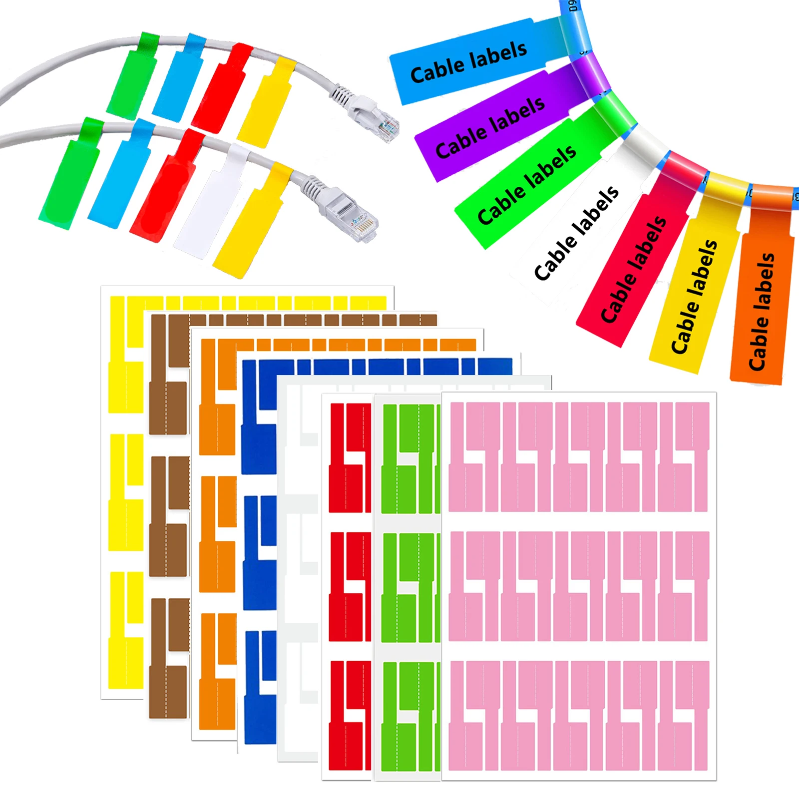 Label Printer - 240 Etiquetas Autoadhesivas para Cables, Coloridas,